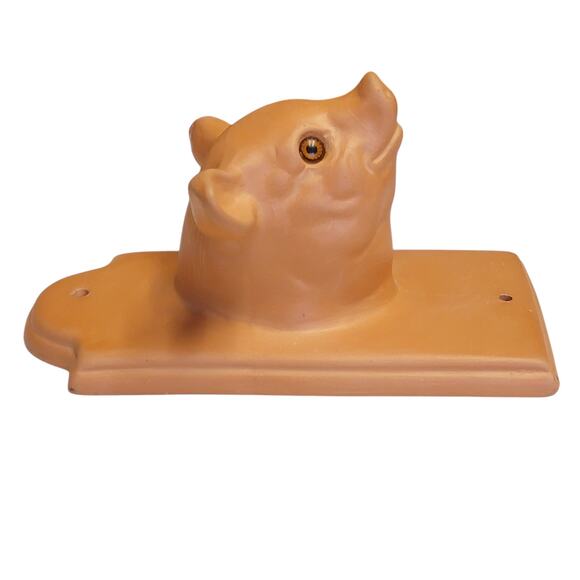 VTG Terracotta Pig Wall Hanging 3D Glass Eyes Farmhouse Home Decor Ceramic 3.5x7 - Picture 2 of 7